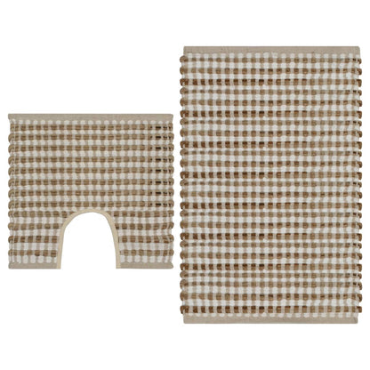 Tapis de salle de bain tissés à la main Naturel et blanc - Imagem 1