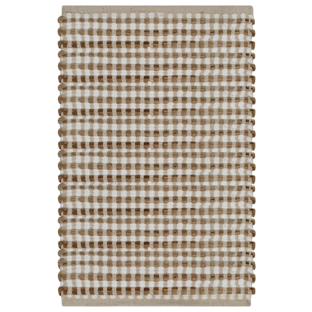Tapis de salle de bain tissés à la main Naturel et blanc - Imagem 2