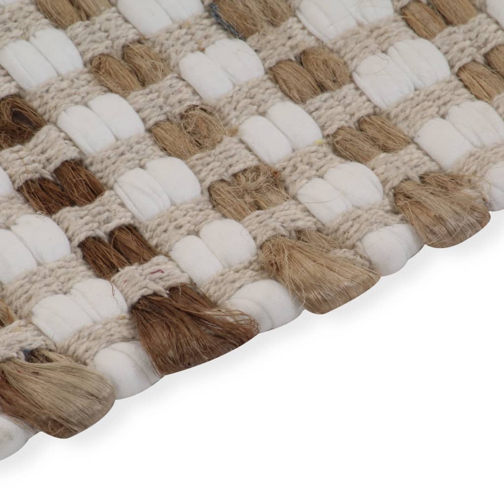 Tapis de salle de bain tissés à la main Naturel et blanc - Imagem 4