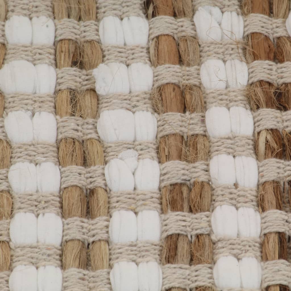 Tapis de salle de bain tissés à la main Naturel et blanc - Imagem 5