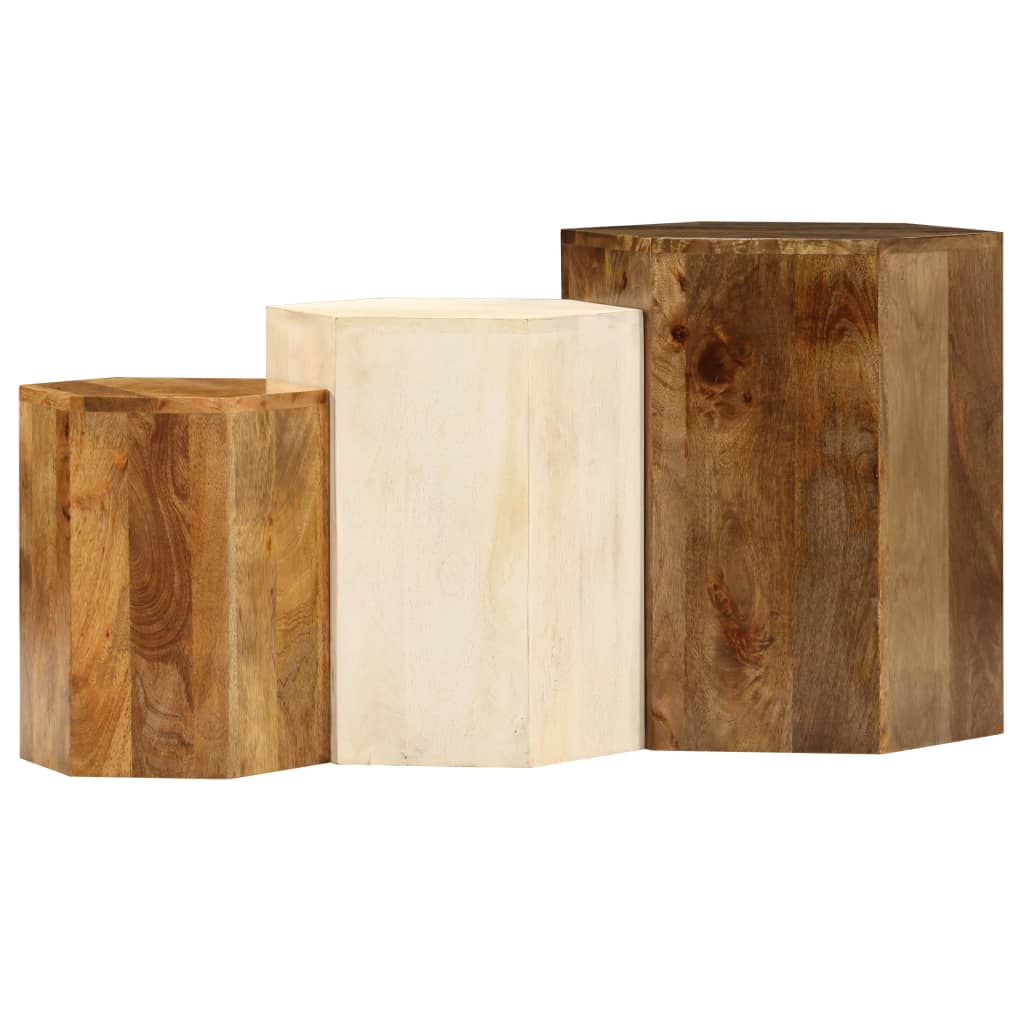 Ensemble de table basse 3 pcs Bois de manguier massif - Imagem 3