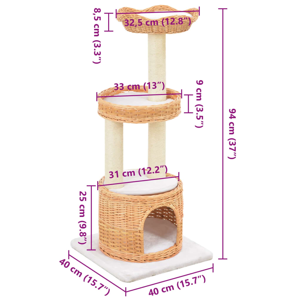 Arbre à chat en bois de saule & sisal naturel — design élégant - Imagem 7