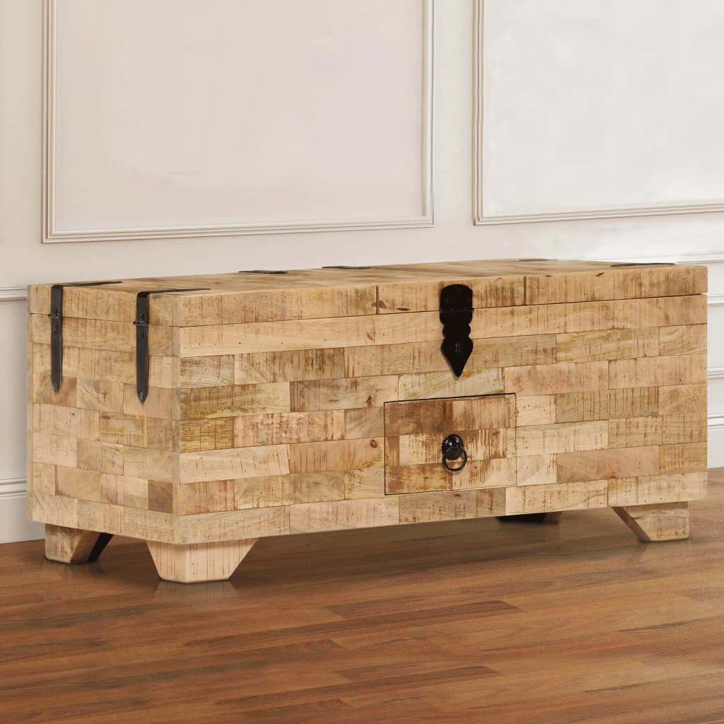 Table basse Bois de manguier massif 80x40x35 cm - Imagem 9