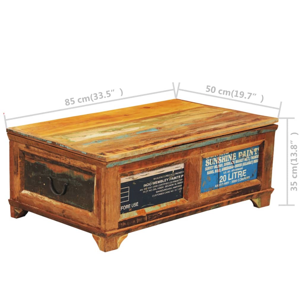 Table basse avec espace de rangement vintage Bois recyclé - Imagem 11