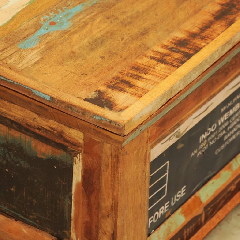Table basse avec espace de rangement vintage Bois recyclé - Imagem 7