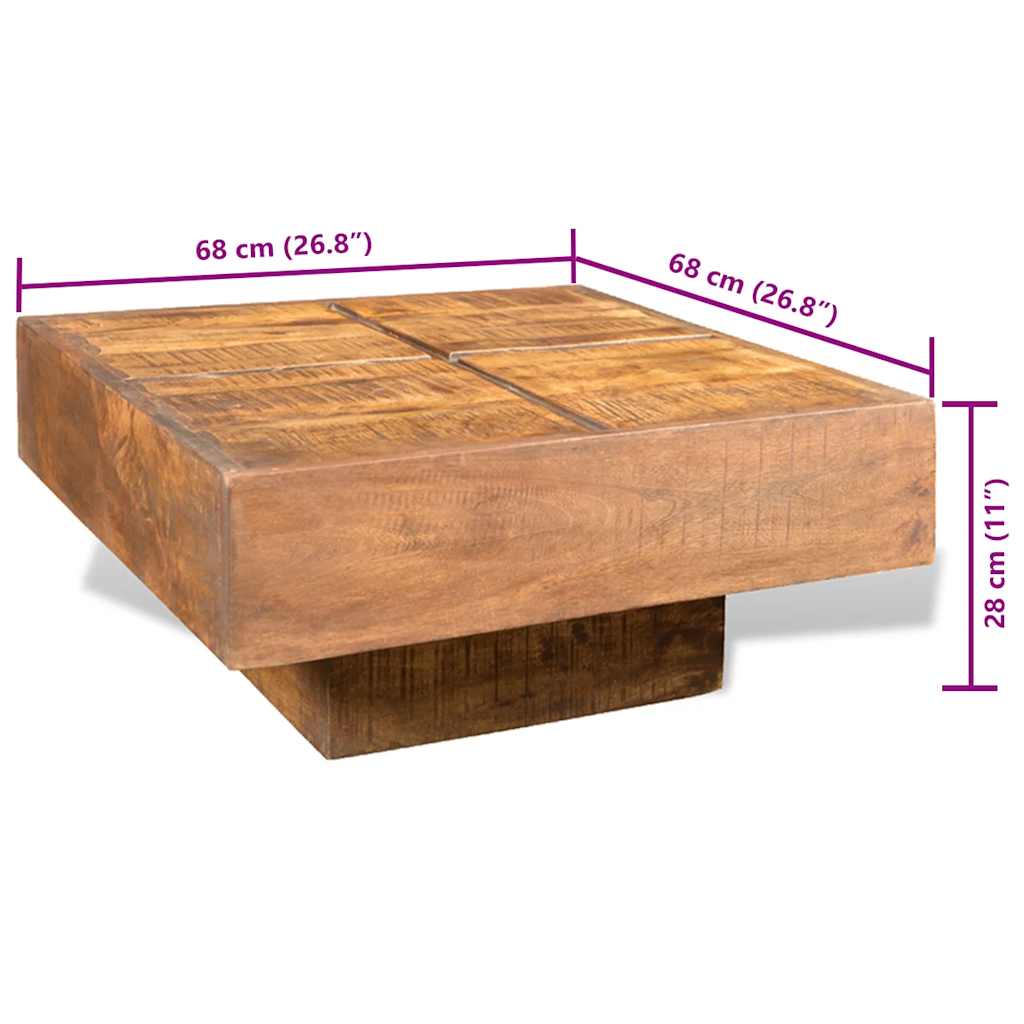 Table basse carrée Marron Bois massif de manguier - Imagem 7