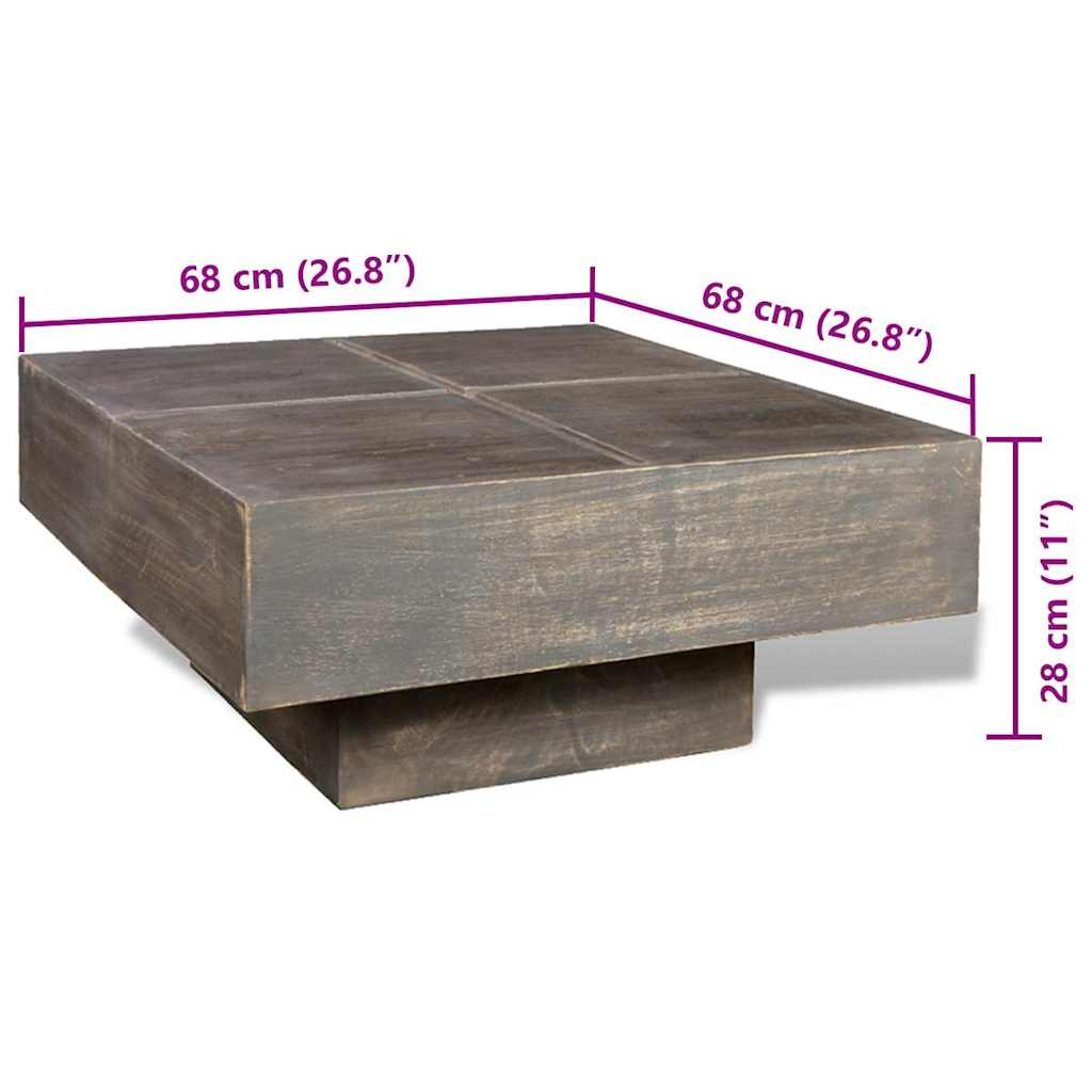 Table basse carrée Marron foncé Bois massif de manguier - Imagem 5