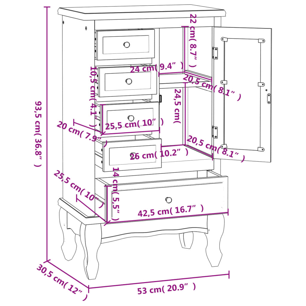 Armoire avec 5 tiroirs et 2 étagères - Imagem 9