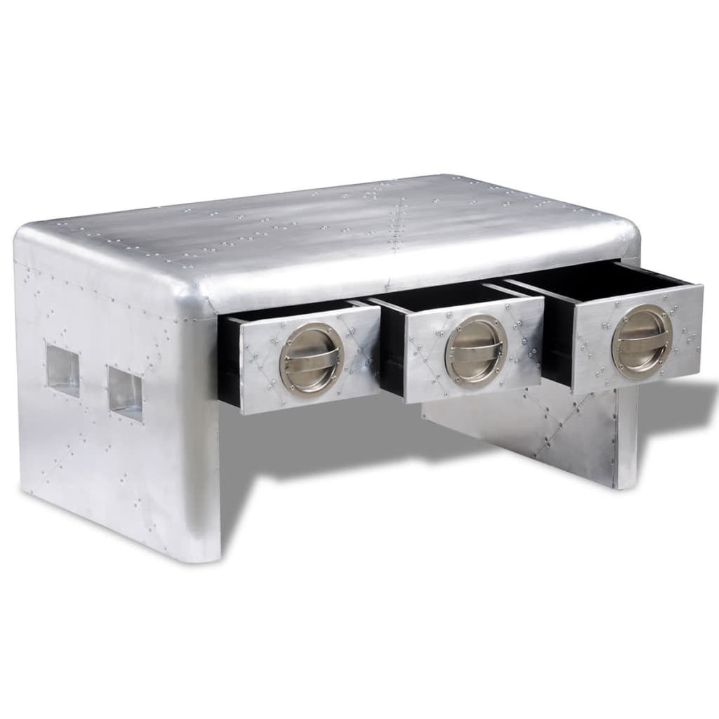 Table basse 3 tiroirs vintage Style d'aviation - Imagem 3