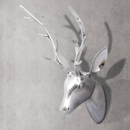 Décoration murale de tête de cerf Aluminium Argenté 62 cm