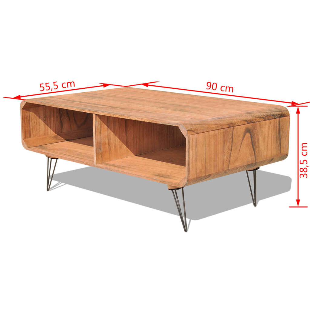 Table basse 90x55,5x38,5 cm Bois solide de Paulownia Marron - Imagem 6