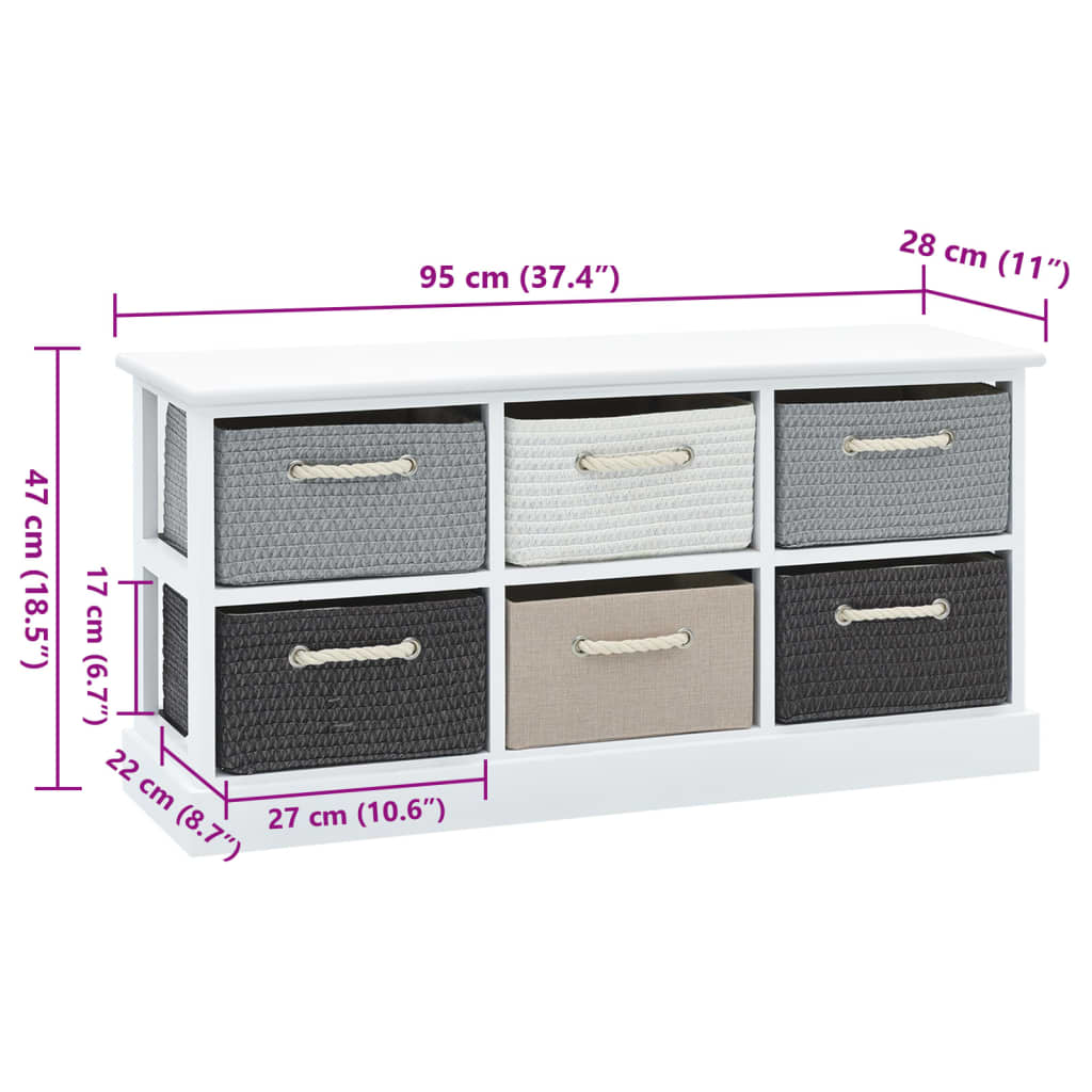 Banc de rangement 6 tiroirs Bois - Imagem 8