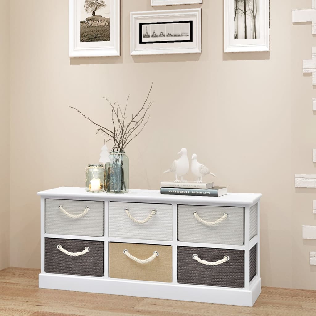 Banc de rangement 6 tiroirs Bois - Imagem 2