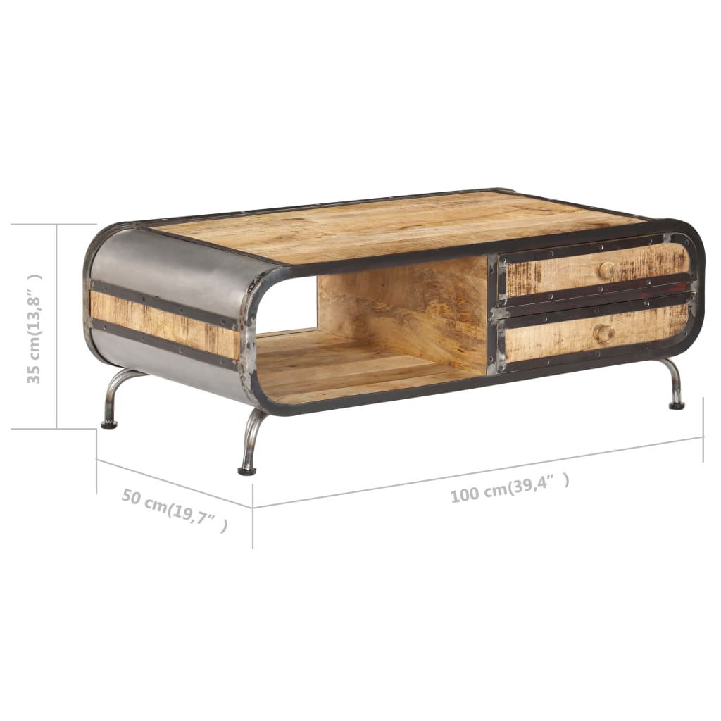 Table basse 100x50x35 cm Bois de manguier massif - Imagem 9