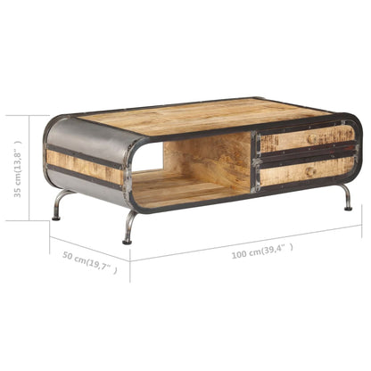 Table basse 100x50x35 cm Bois de manguier massif - Imagem 9