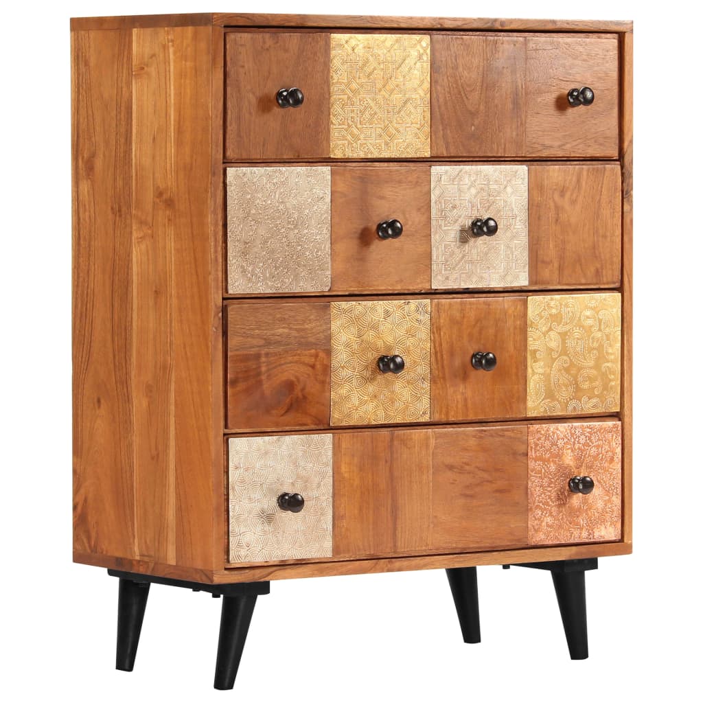 Commode à tiroirs 60x30x75 cm Bois d'acacia massif - Imagem 1