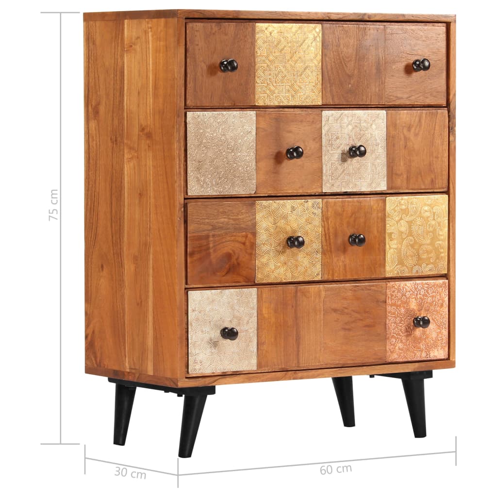 Commode à tiroirs 60x30x75 cm Bois d'acacia massif - Imagem 8