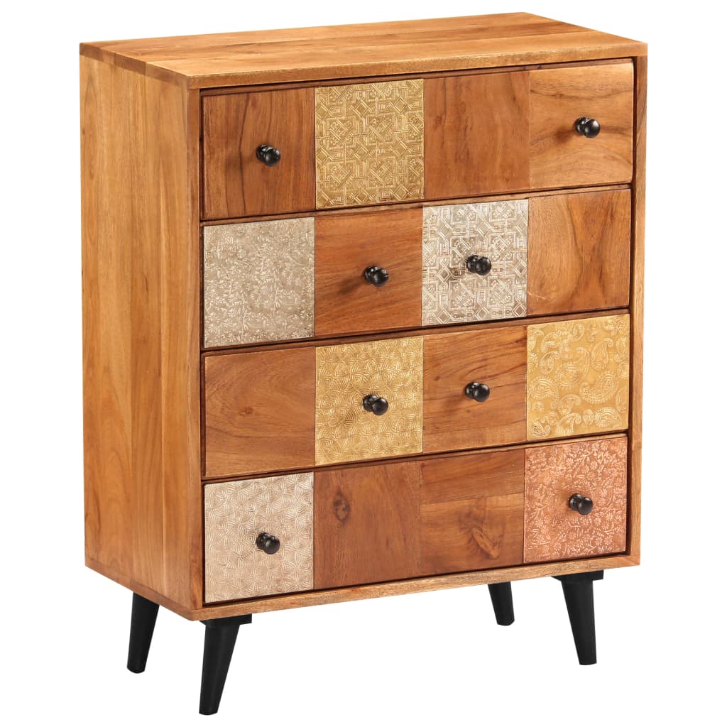 Commode à tiroirs 60x30x75 cm Bois d'acacia massif - Imagem 9