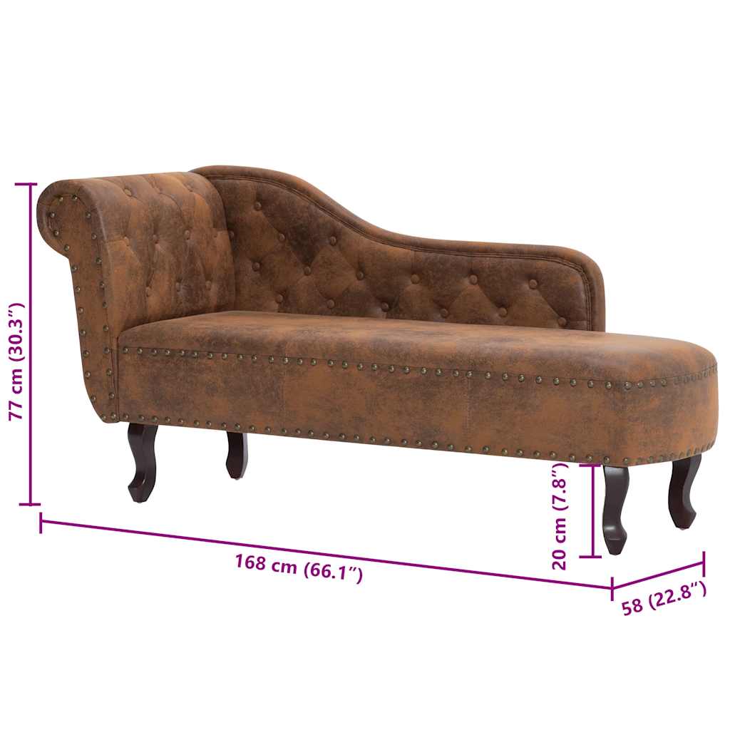 Chaise longue Marron Similicuir daim - Imagem 8