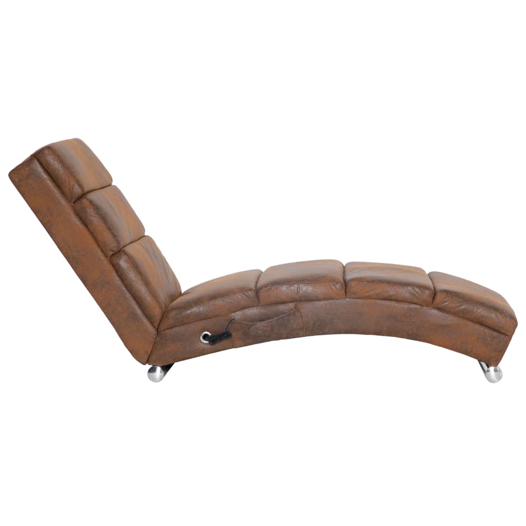 Chaise longue de massage Marron Similicuir daim - Imagem 3