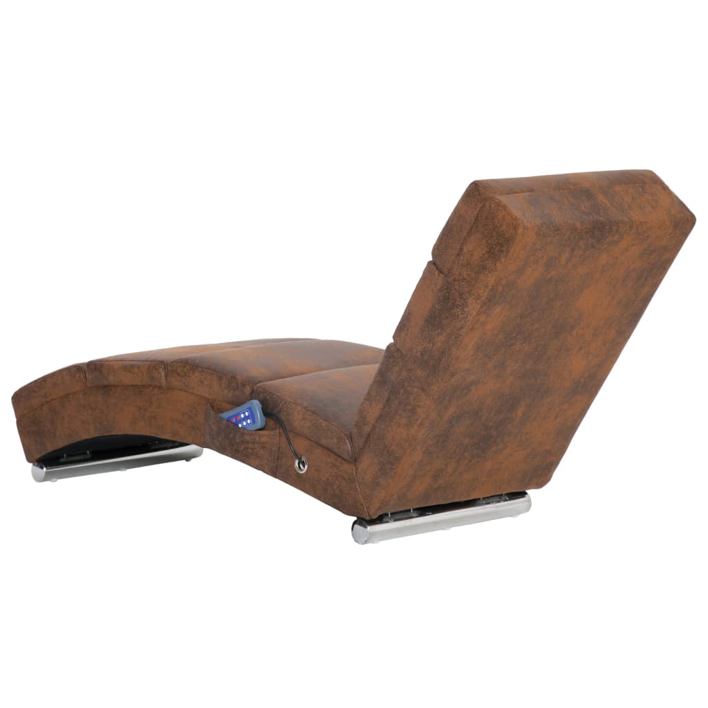 Chaise longue de massage Marron Similicuir daim - Imagem 4