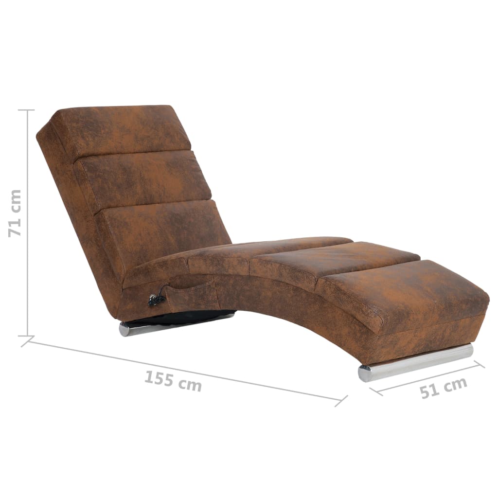 Chaise longue de massage Marron Similicuir daim - Imagem 10