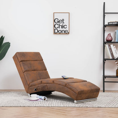 Chaise longue de massage Marron Similicuir daim - Imagem 1