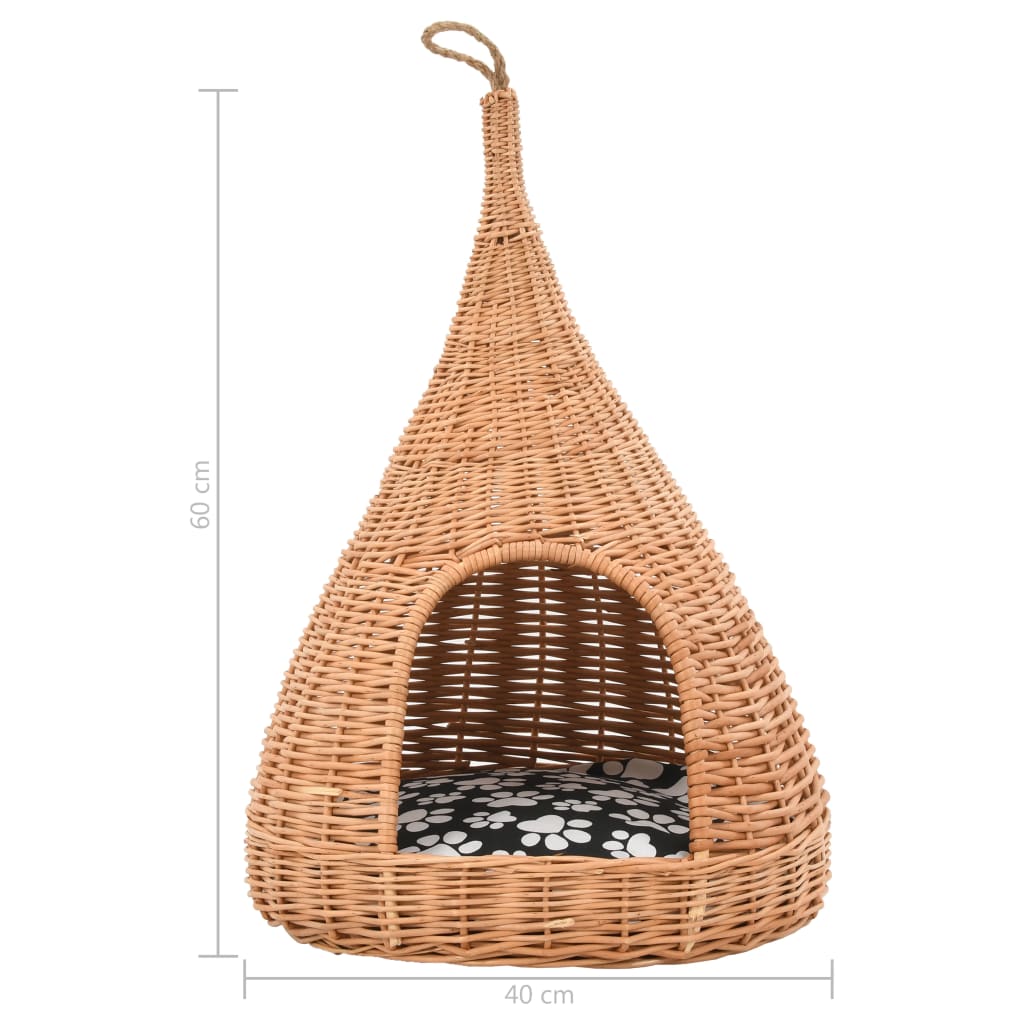 Panier pour chats avec coussin 40x60 cm Saule naturel - Imagem 8