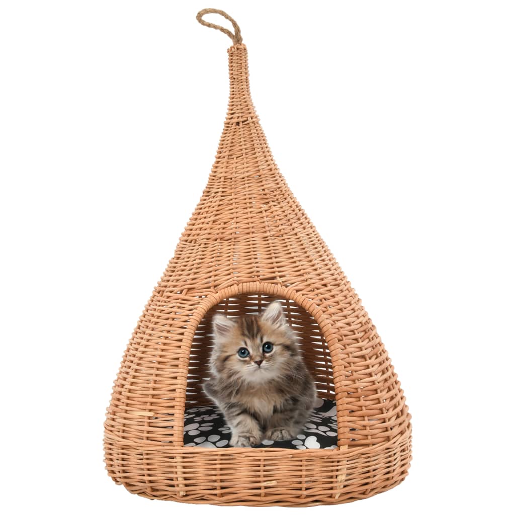 Panier pour chats avec coussin 40x60 cm Saule naturel - Imagem 1