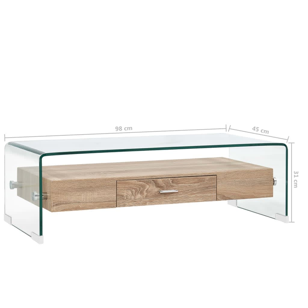 Table basse Clair 98x45x31 cm Verre trempé - Imagem 6