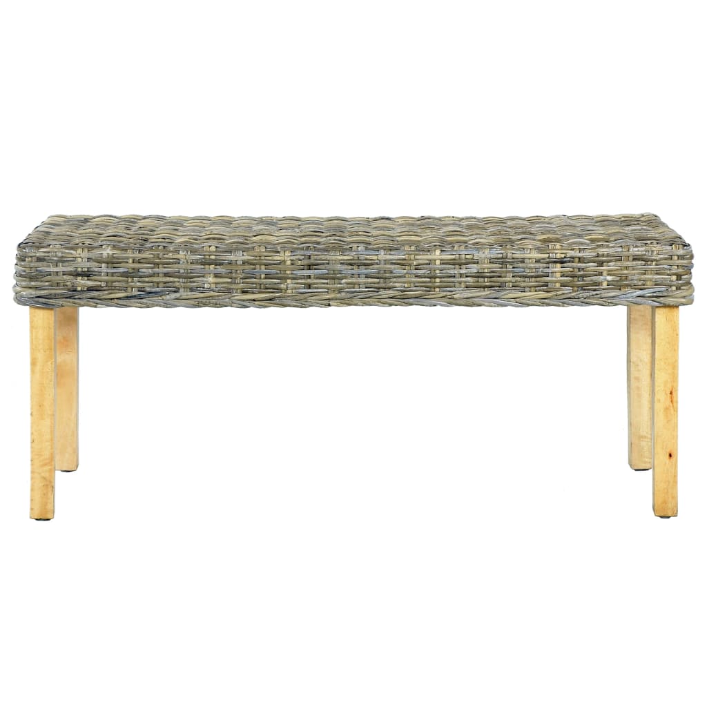 Banc 110 cm Rotin naturel kubu et bois d'acajou massif - Imagem 2