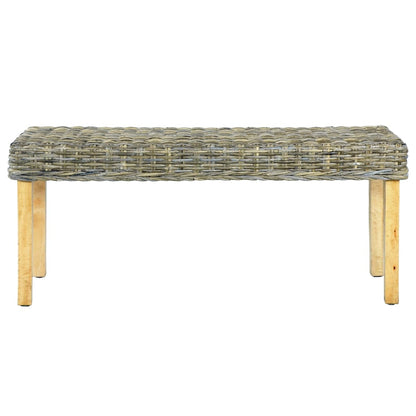 Banc 110 cm Rotin naturel kubu et bois d'acajou massif - Imagem 2