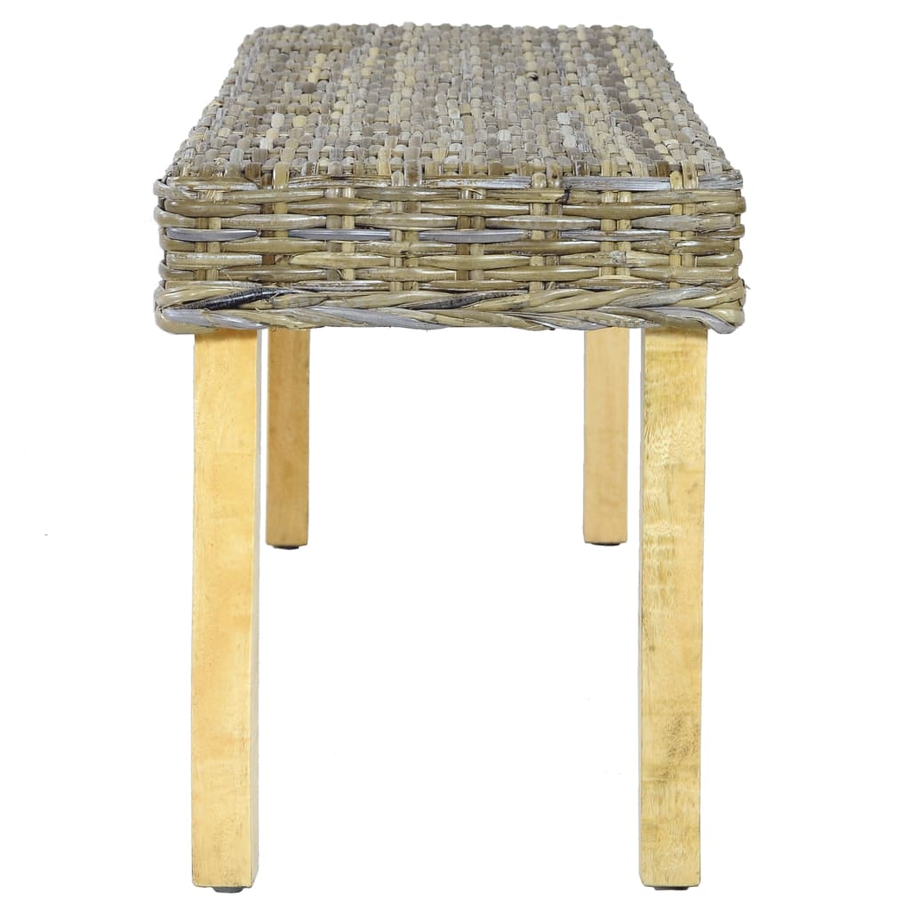 Banc 110 cm Rotin naturel kubu et bois d'acajou massif - Imagem 3