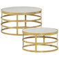 Ensemble de table basse 2 pcs Marbre Laiton et blanc - Imagem 1