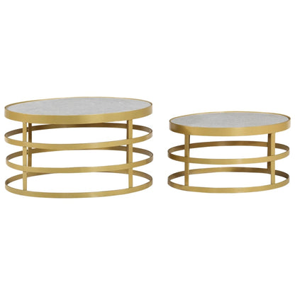 Ensemble de table basse 2 pcs Marbre Laiton et blanc - Imagem 2