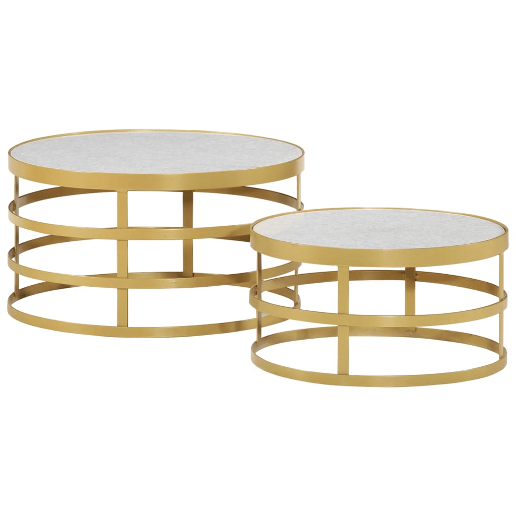 Ensemble de table basse 2 pcs Marbre Laiton et blanc - Imagem 12