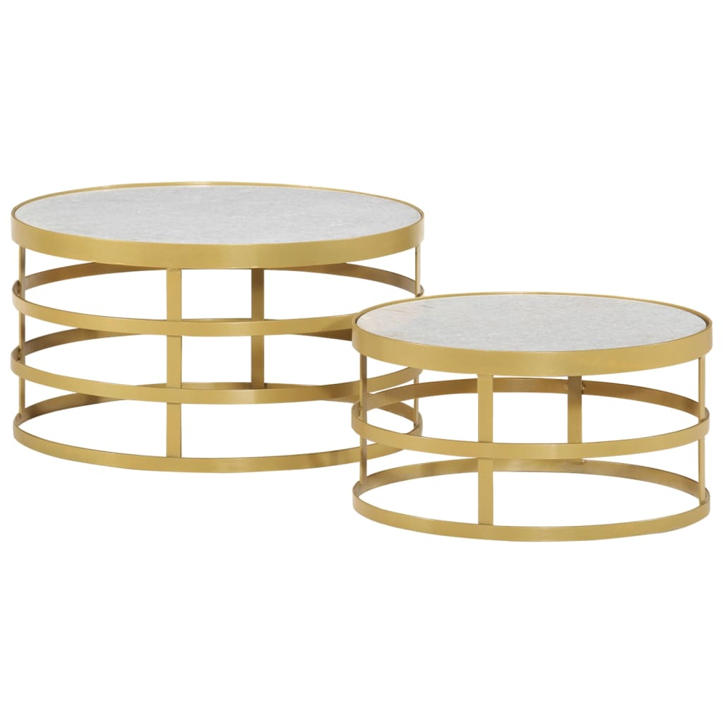 Ensemble de table basse 2 pcs Marbre Laiton et blanc - Imagem 13
