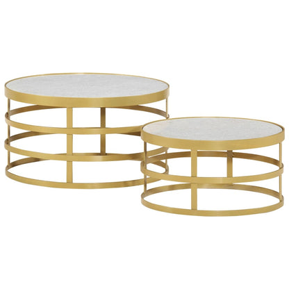 Ensemble de table basse 2 pcs Marbre Laiton et blanc - Imagem 13