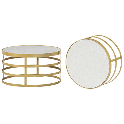 Ensemble de table basse 2 pcs Marbre Laiton et blanc - Imagem 3