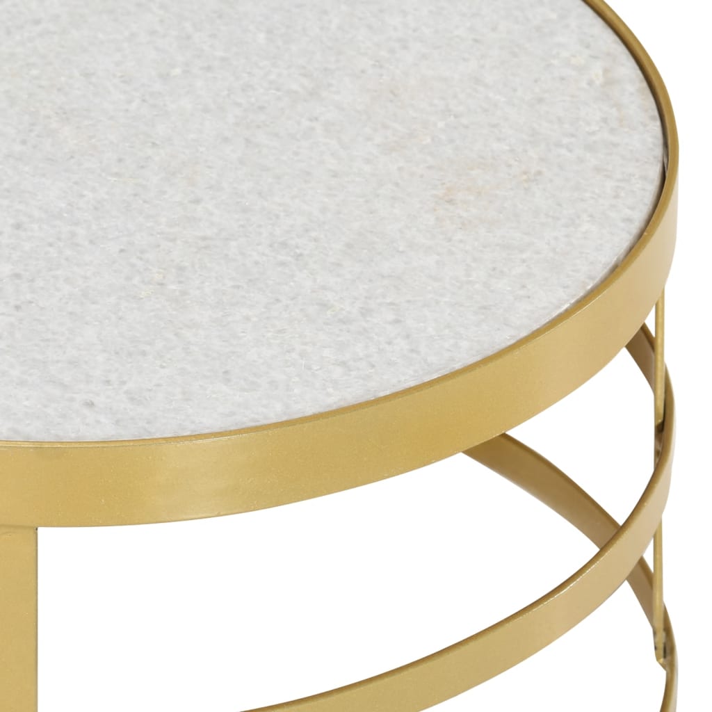 Ensemble de table basse 2 pcs Marbre Laiton et blanc - Imagem 5