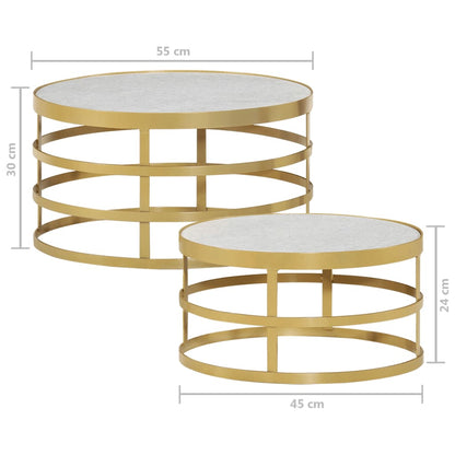 Ensemble de table basse 2 pcs Marbre Laiton et blanc - Imagem 8