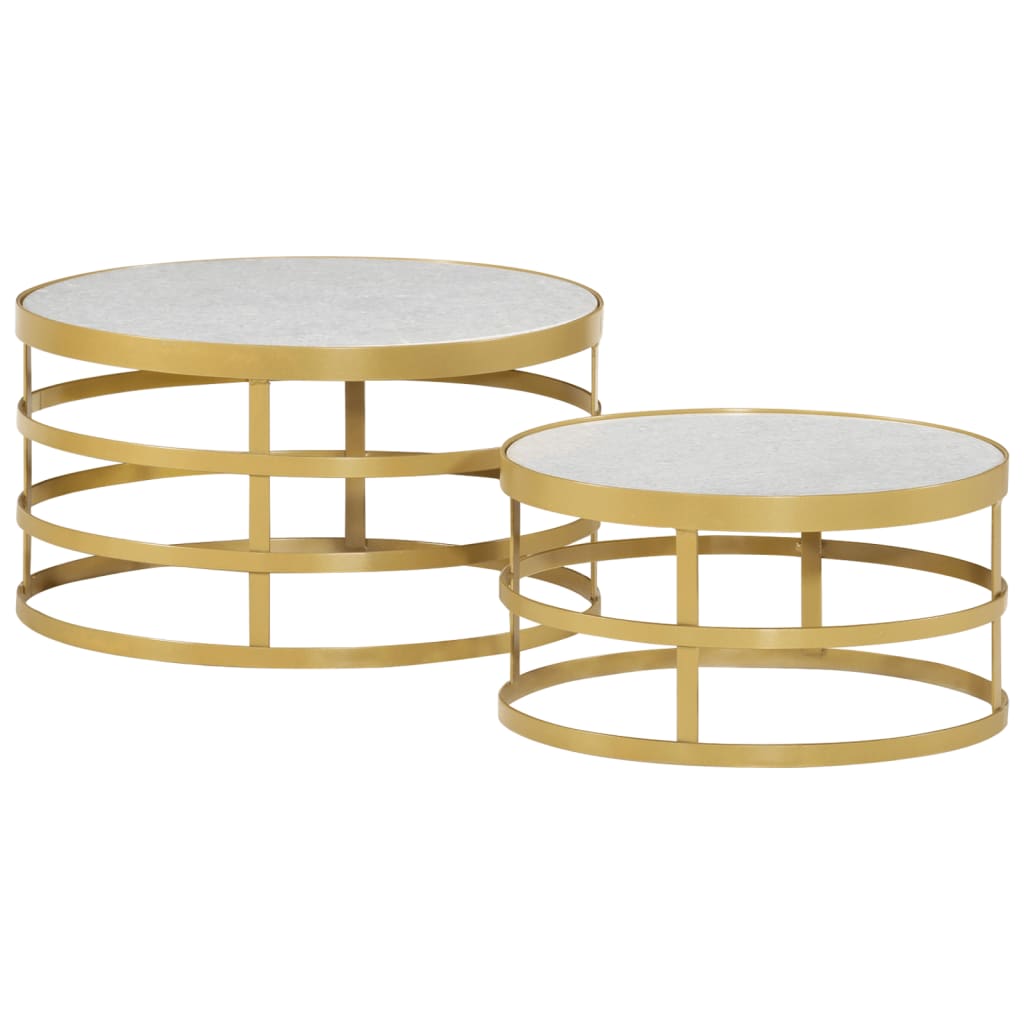 Ensemble de table basse 2 pcs Marbre Laiton et blanc - Imagem 10