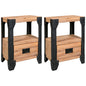 Tables de chevet 2 pcs Bois d'acacia massif Acier 40x30x54 cm - Imagem 1