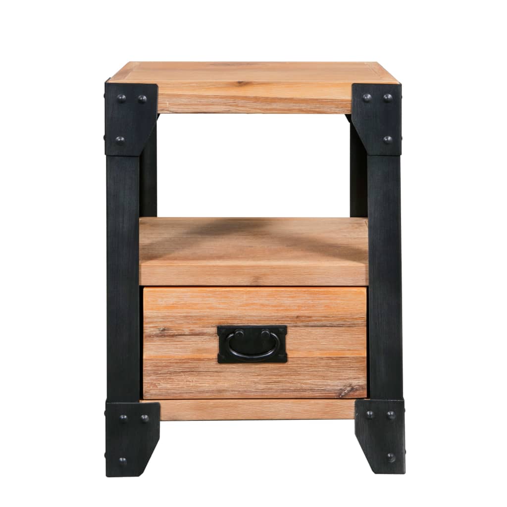 Tables de chevet 2 pcs Bois d'acacia massif Acier 40x30x54 cm - Imagem 2