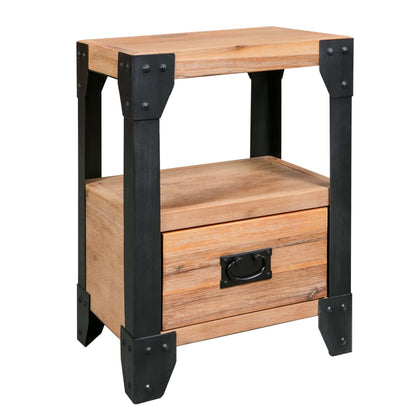 Tables de chevet 2 pcs Bois d'acacia massif Acier 40x30x54 cm - Imagem 3