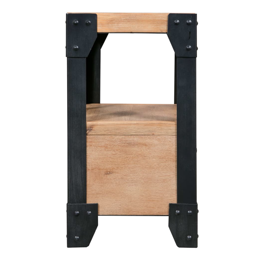 Tables de chevet 2 pcs Bois d'acacia massif Acier 40x30x54 cm - Imagem 4