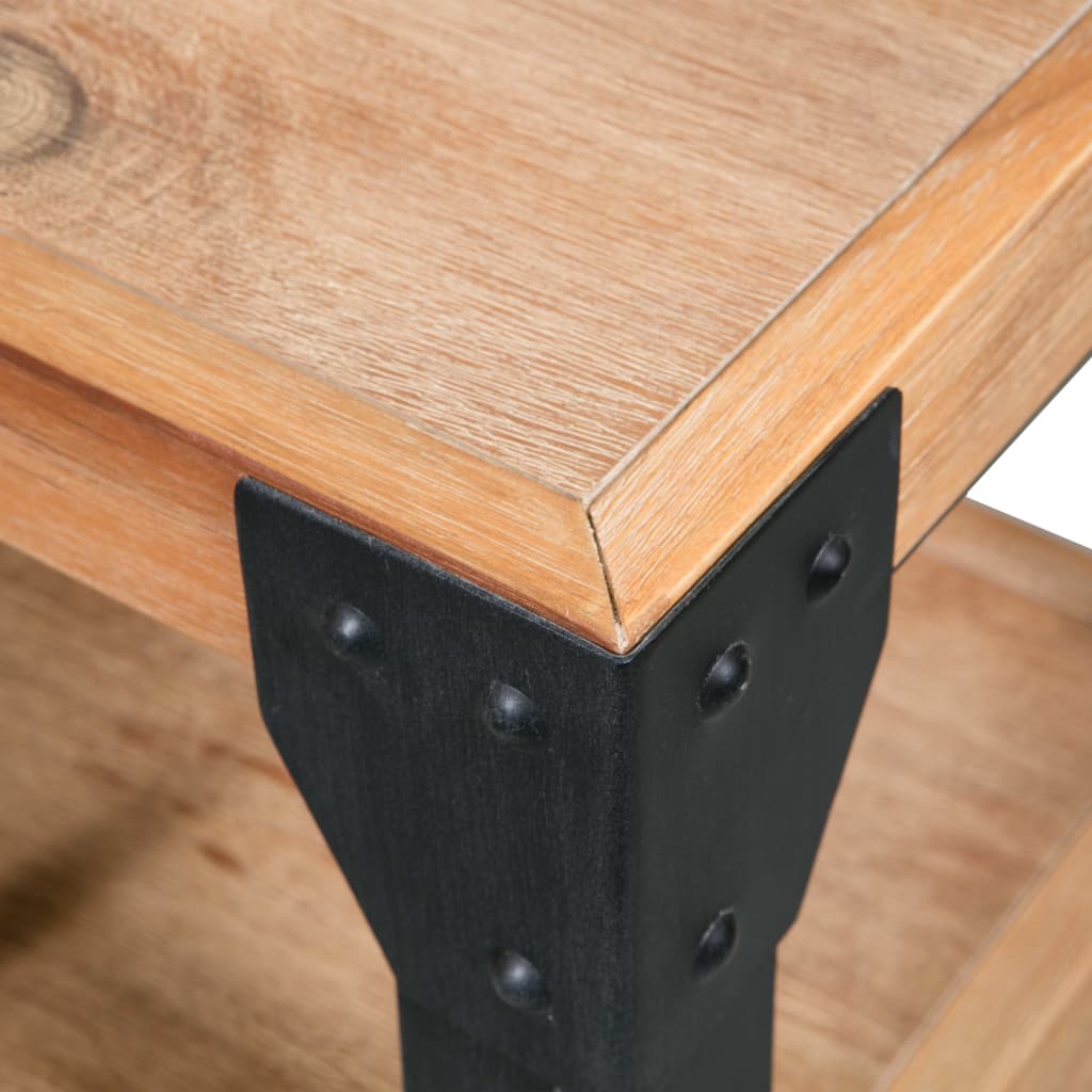 Tables de chevet 2 pcs Bois d'acacia massif Acier 40x30x54 cm - Imagem 5