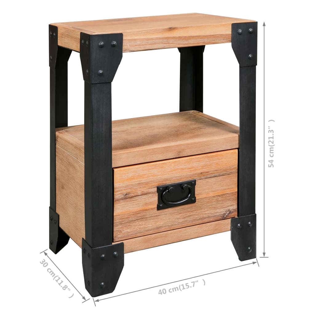 Tables de chevet 2 pcs Bois d'acacia massif Acier 40x30x54 cm - Imagem 7
