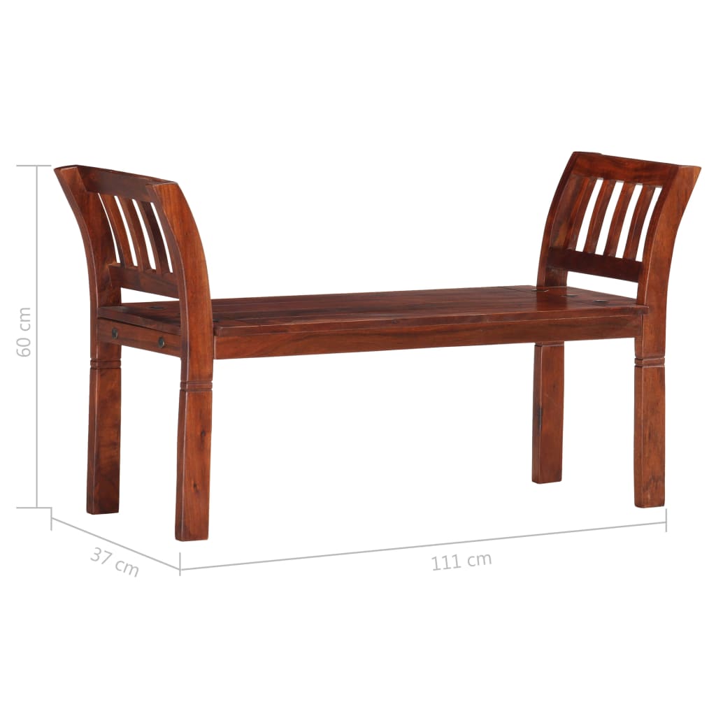 Banc 111 cm Bois d'acacia solide - Imagem 7