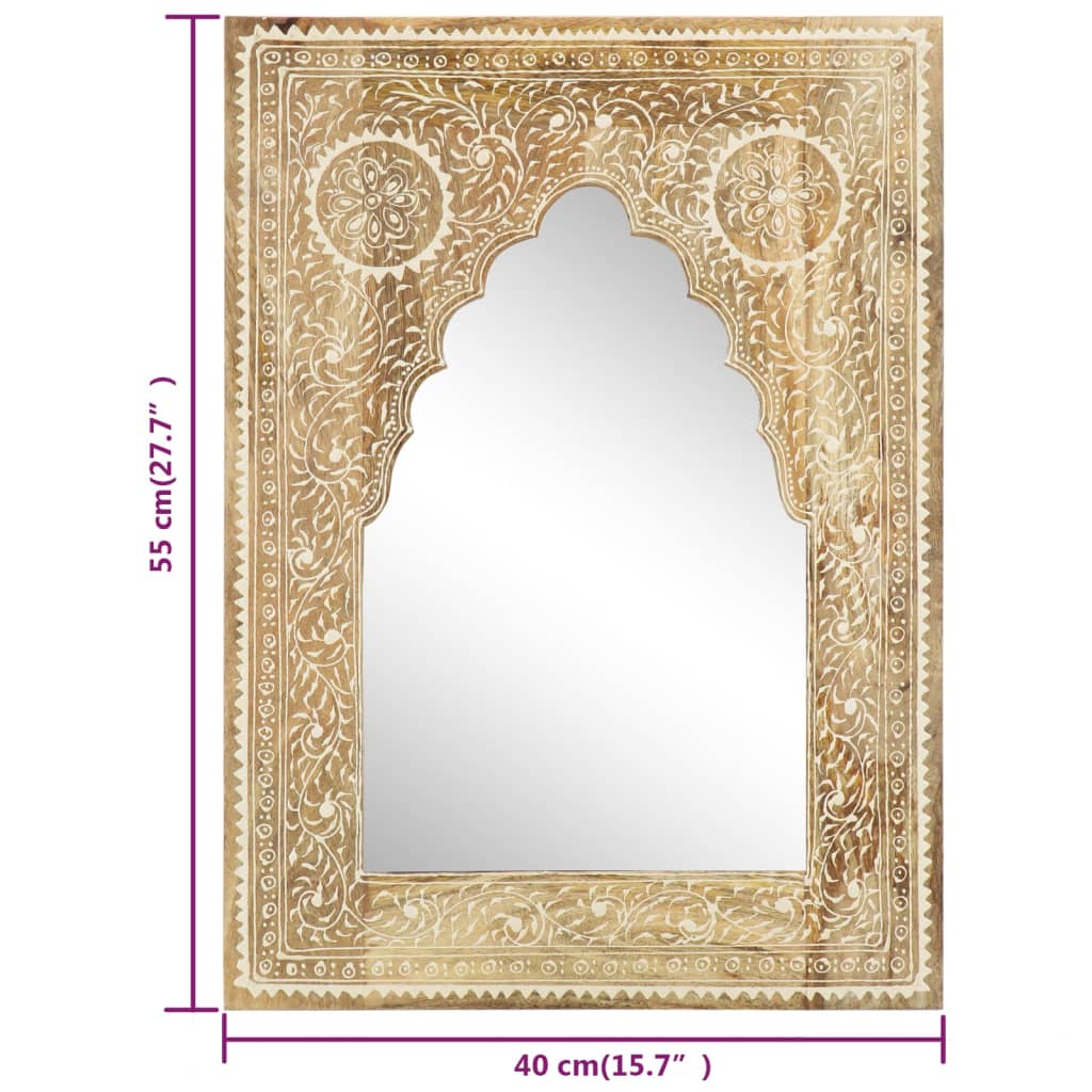 Miroir peint à la main 40x55 cm Bois de manguier solide - Imagem 6